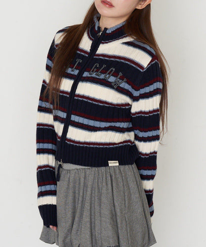 Logo高領拉鍊針織衫