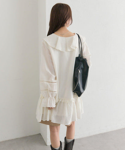 荷葉邊層疊迷你連衣裙