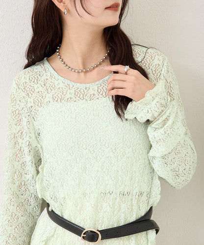 拼接蕾絲連衣裙