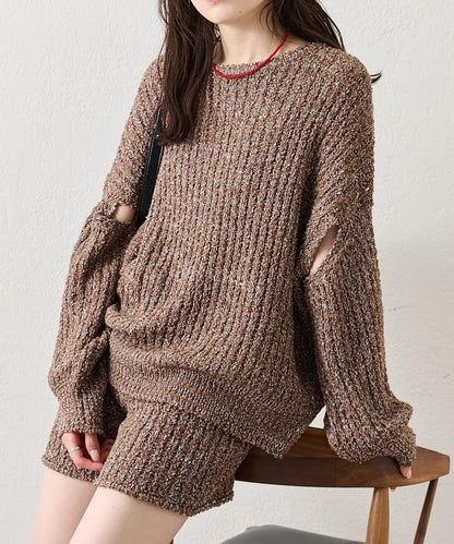 粗花紗針織長褲