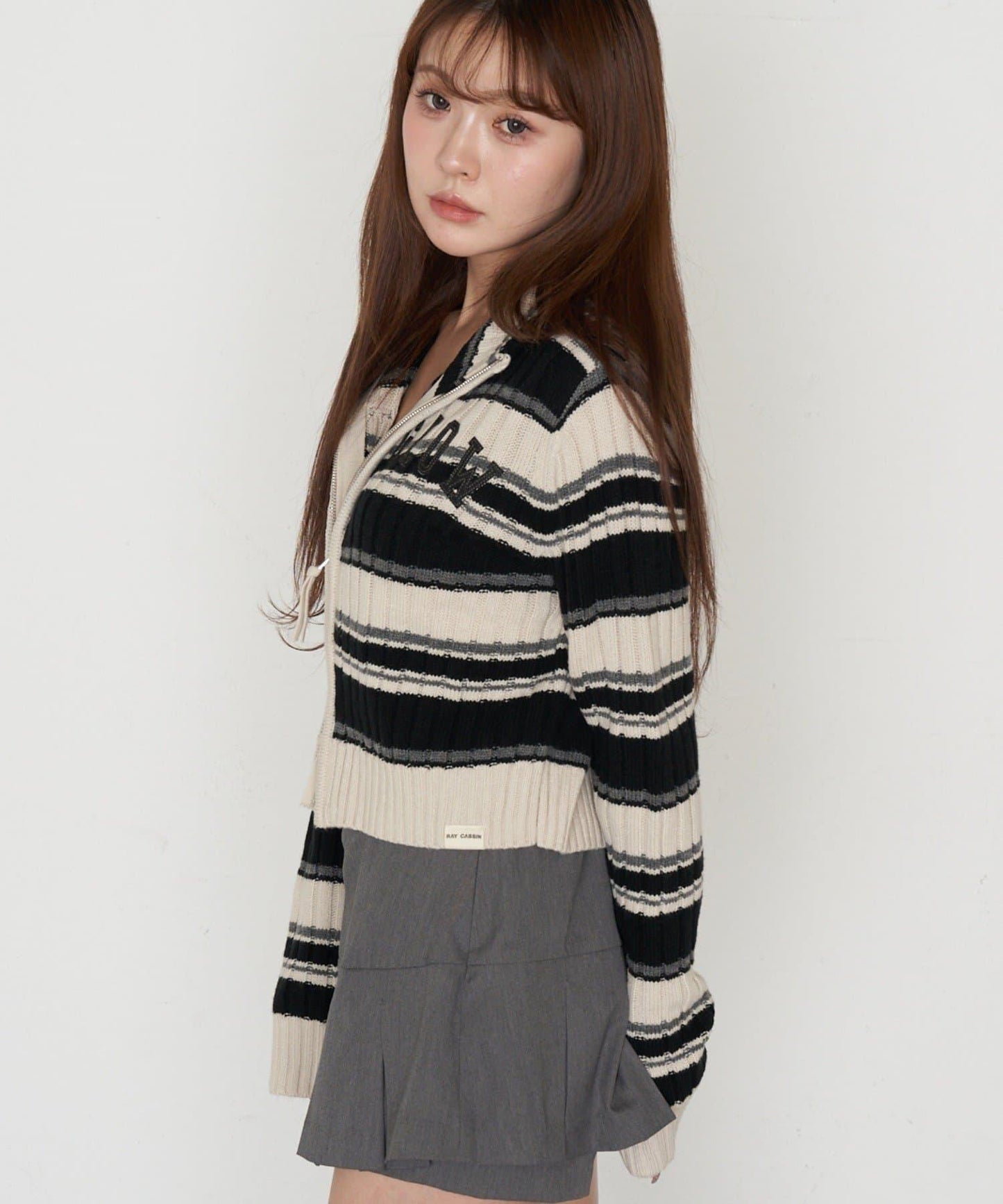 Logo高領拉鍊針織衫