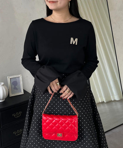 泡泡袖羅紋針織上衣