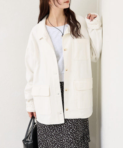 下襬蕾絲斜紋夾克