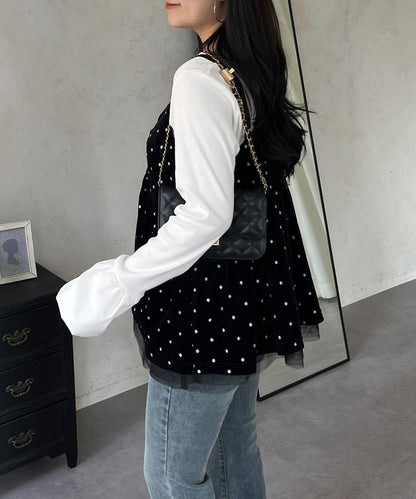 泡泡袖羅紋針織上衣