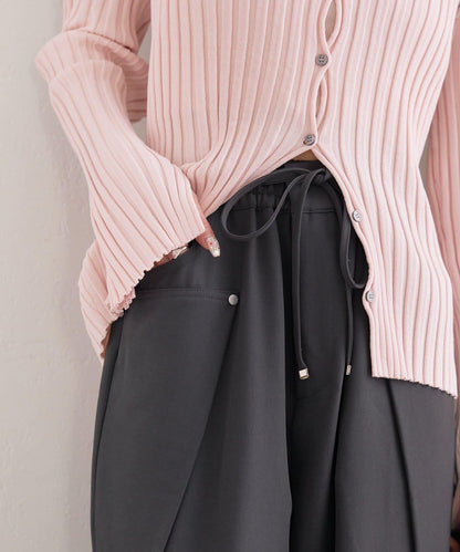 高腰褶皺休閒西裝褲