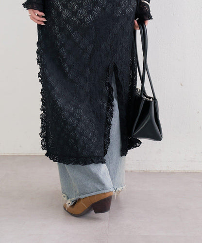 拼接蕾絲連衣裙