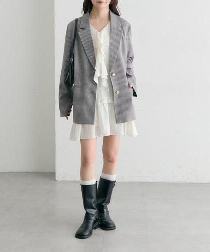 荷葉邊層疊迷你連衣裙