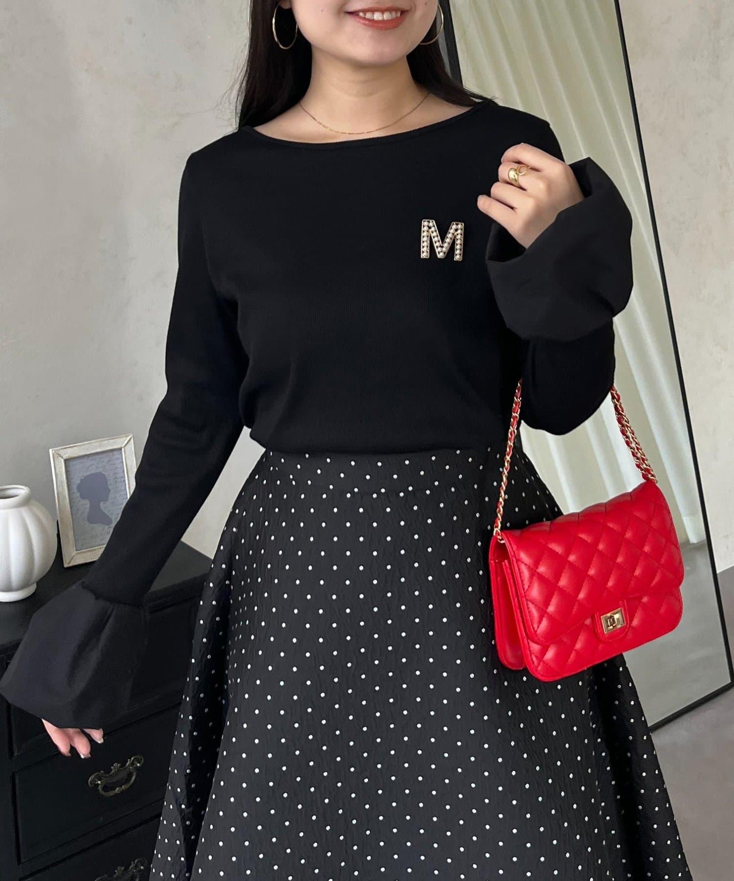 泡泡袖羅紋針織上衣