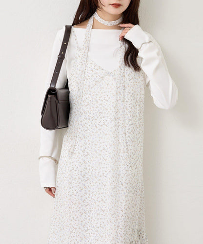 花邊下襬吊帶連衣裙