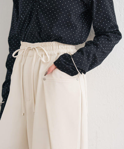 高腰褶皺休閒西裝褲