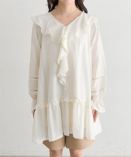 荷葉邊層疊迷你連衣裙