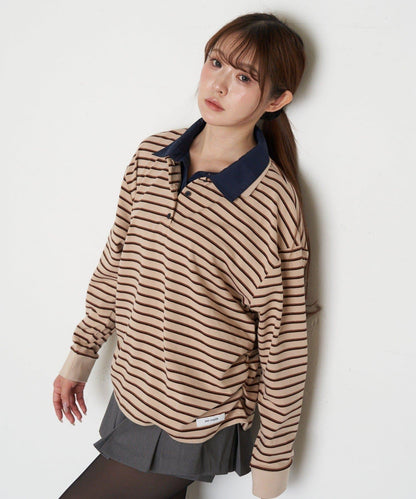 條紋翻領T恤
