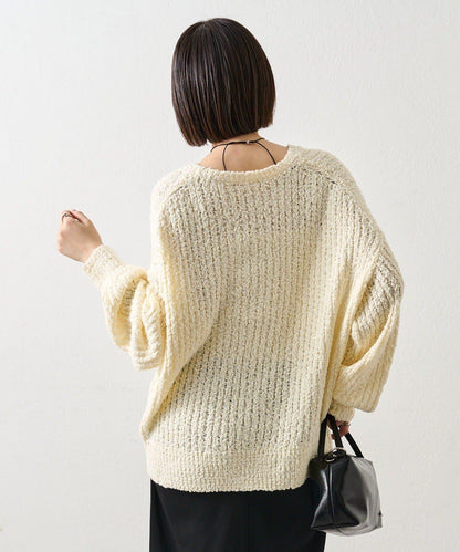 粗花紗開叉針織衫