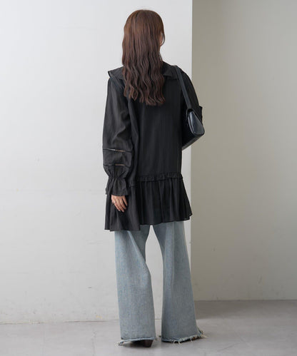 荷葉邊層疊迷你連衣裙