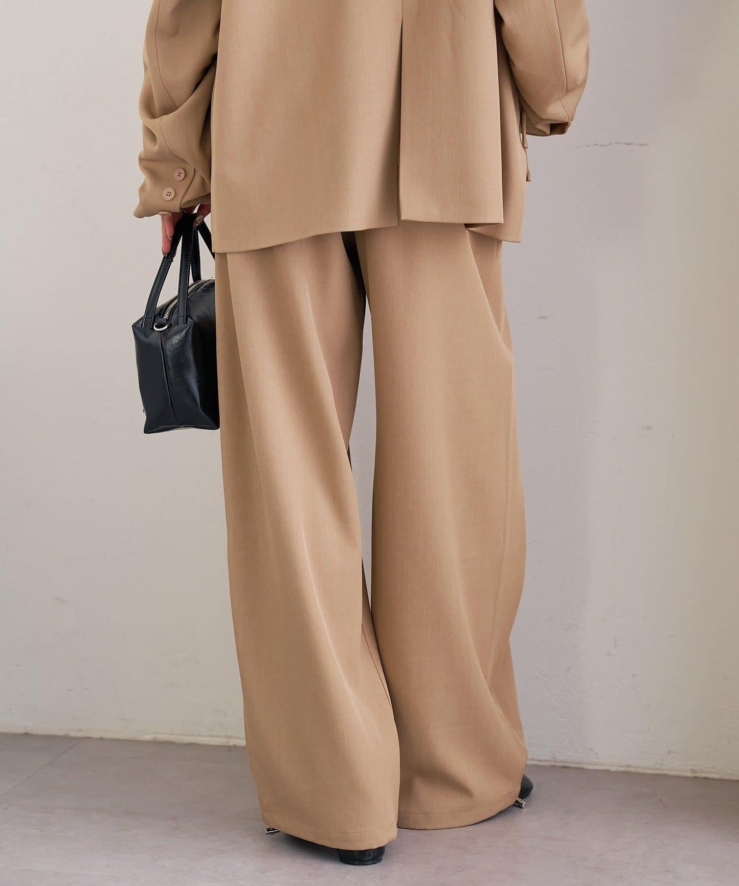 高腰褶皺休閒西裝褲