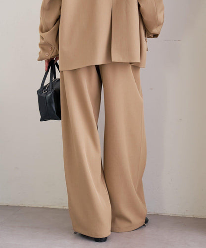 高腰褶皺休閒西裝褲