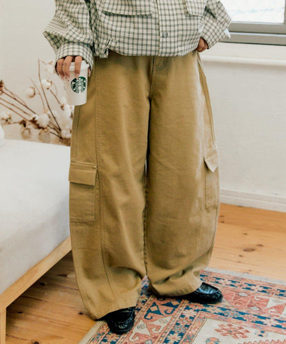 【UNISEX】泡泡廓形工裝牛仔褲