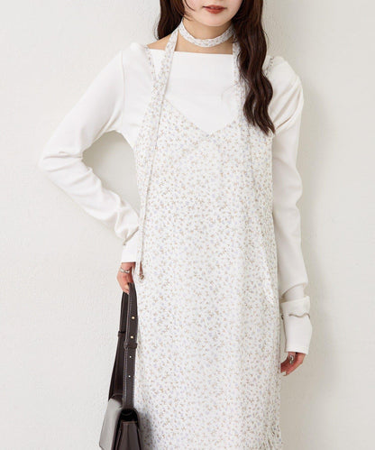 花邊下襬吊帶連衣裙