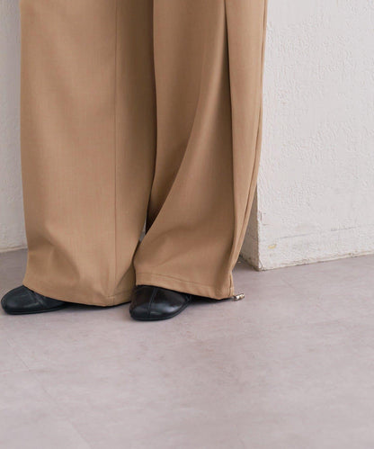 高腰褶皺休閒西裝褲