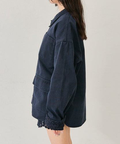 下襬蕾絲斜紋夾克