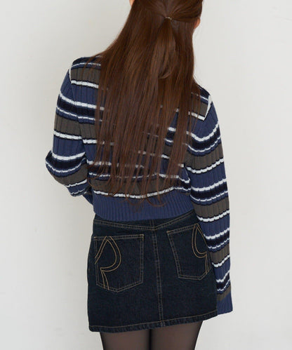 Logo高領拉鍊針織衫