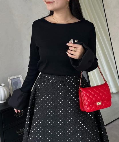 泡泡袖羅紋針織上衣