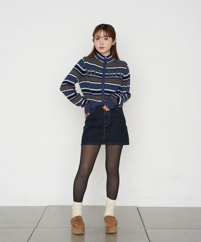 Logo高領拉鍊針織衫