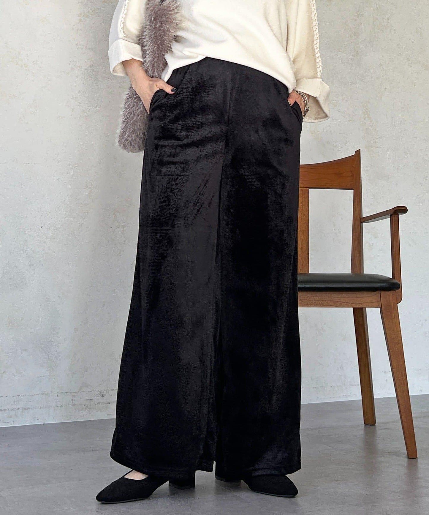 燈芯絨闊腿褲