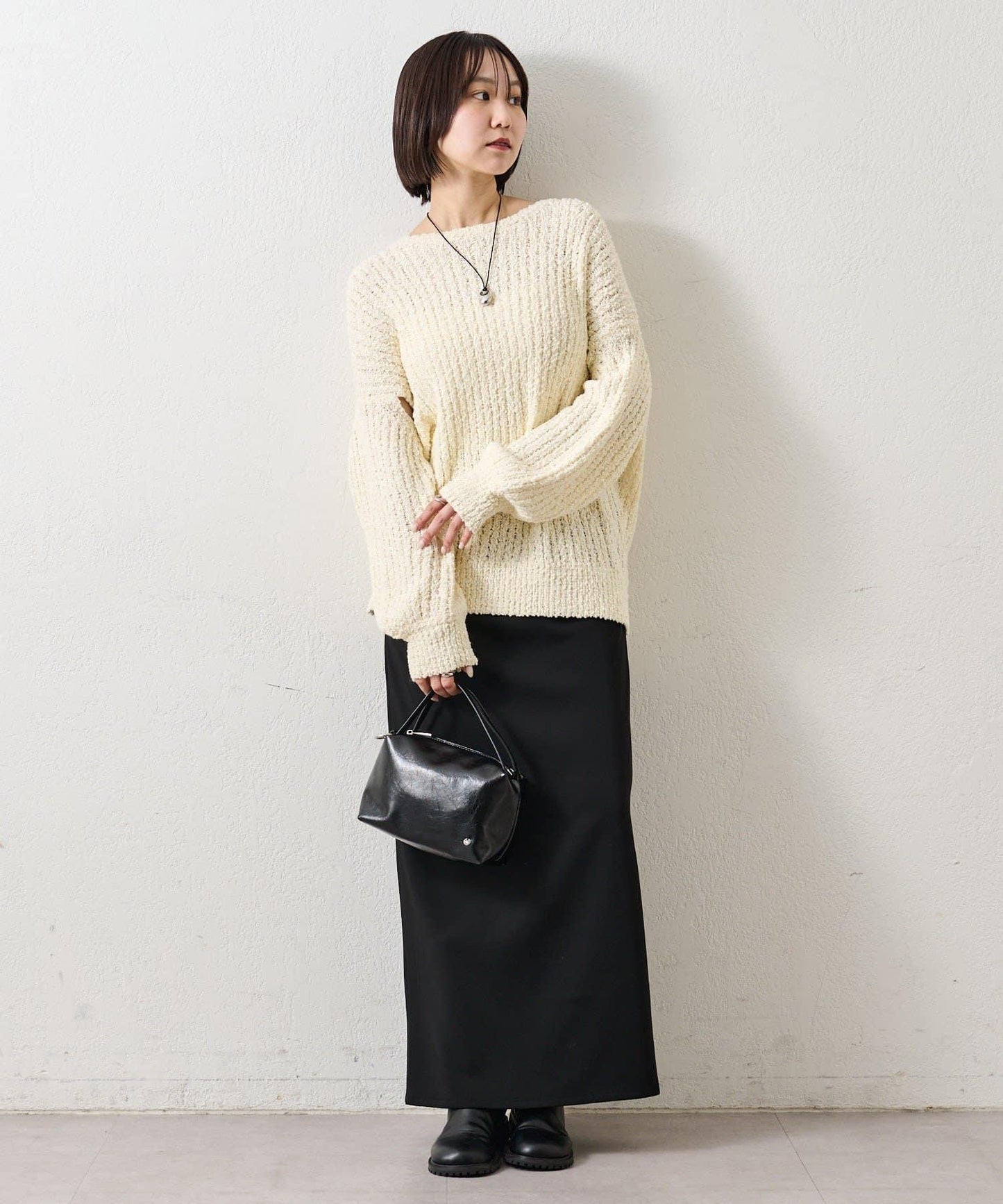 粗花紗開叉針織衫