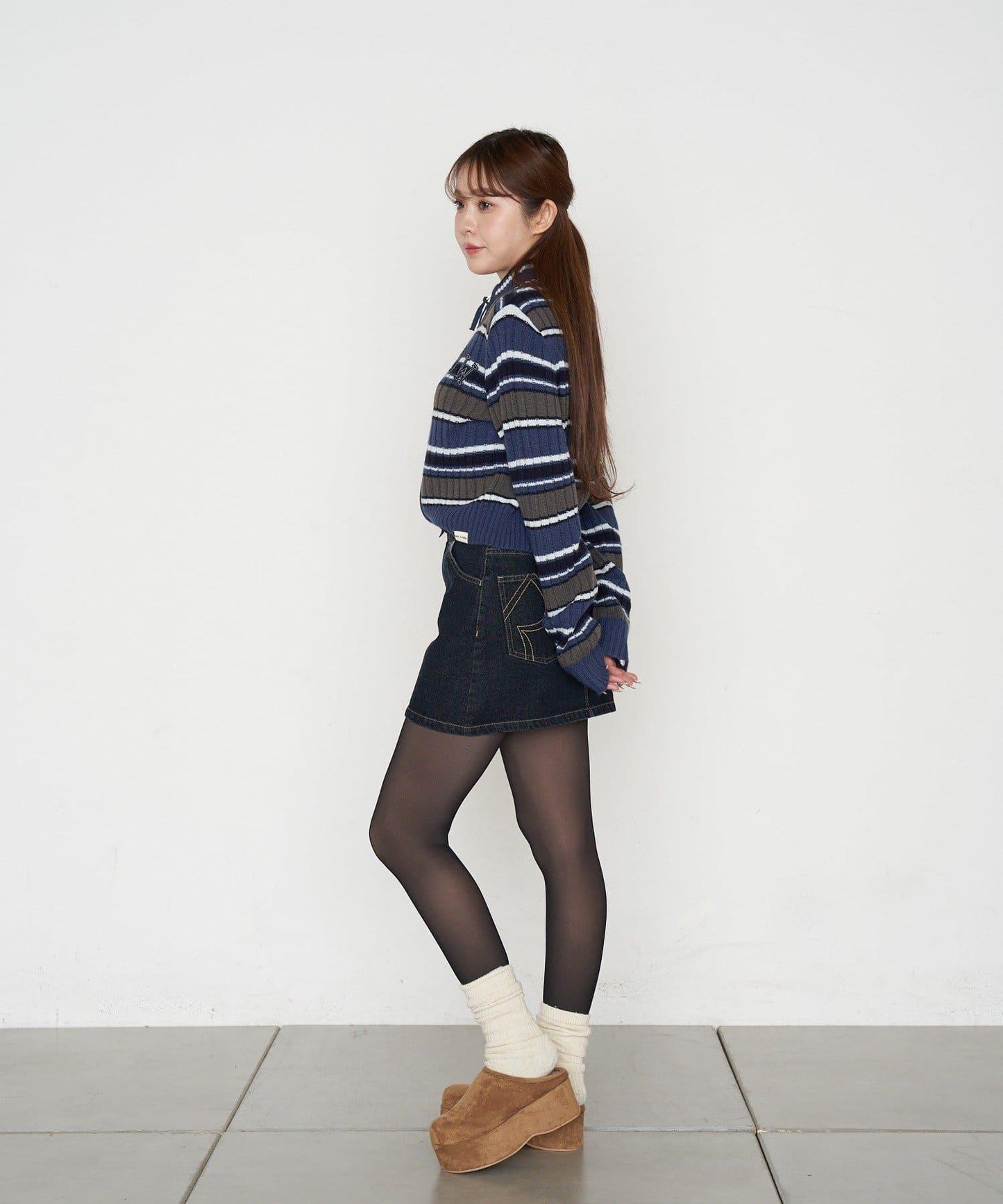 Logo高領拉鍊針織衫