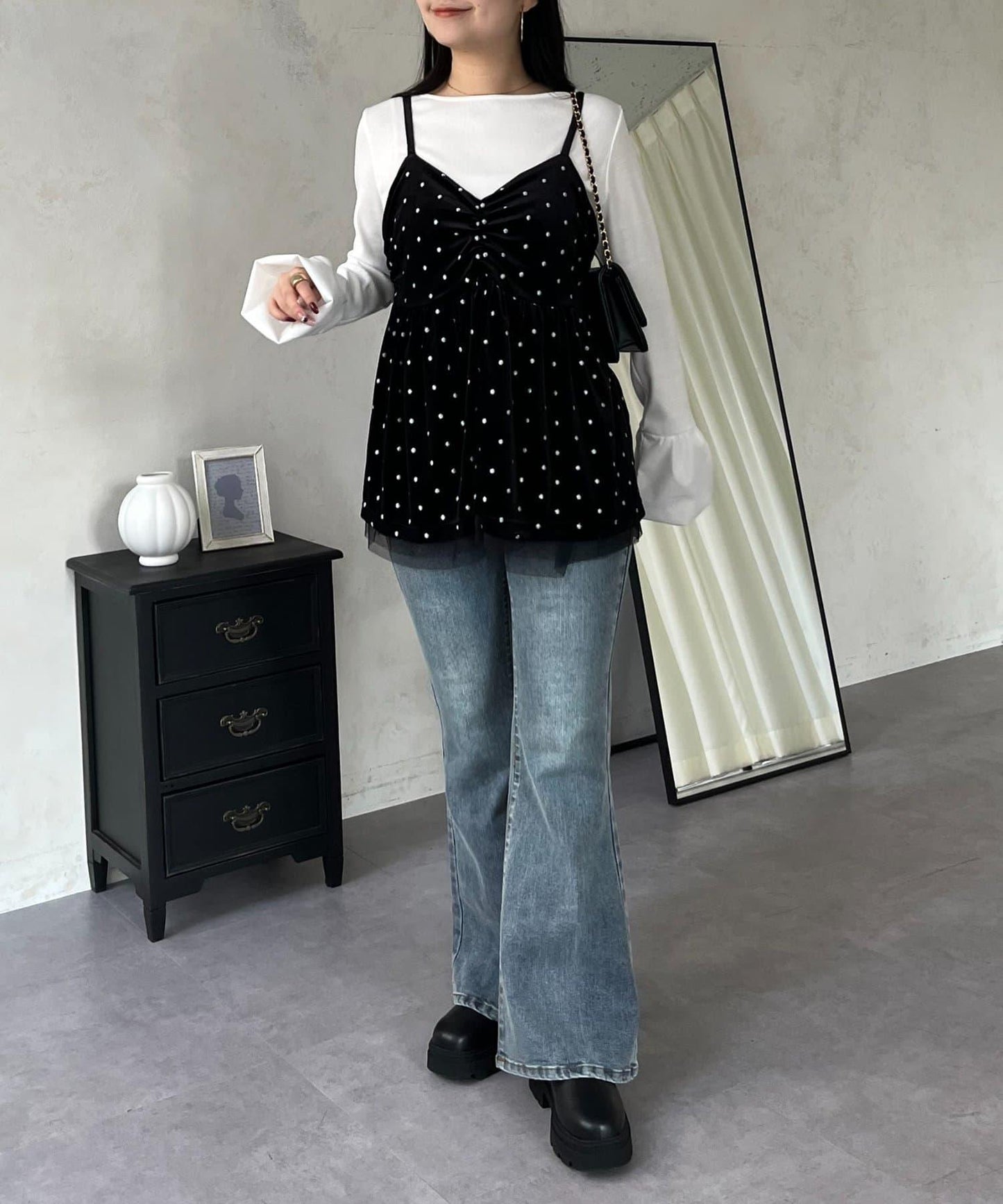 泡泡袖羅紋針織上衣