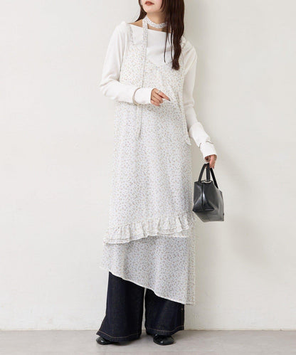 花邊下襬吊帶連衣裙