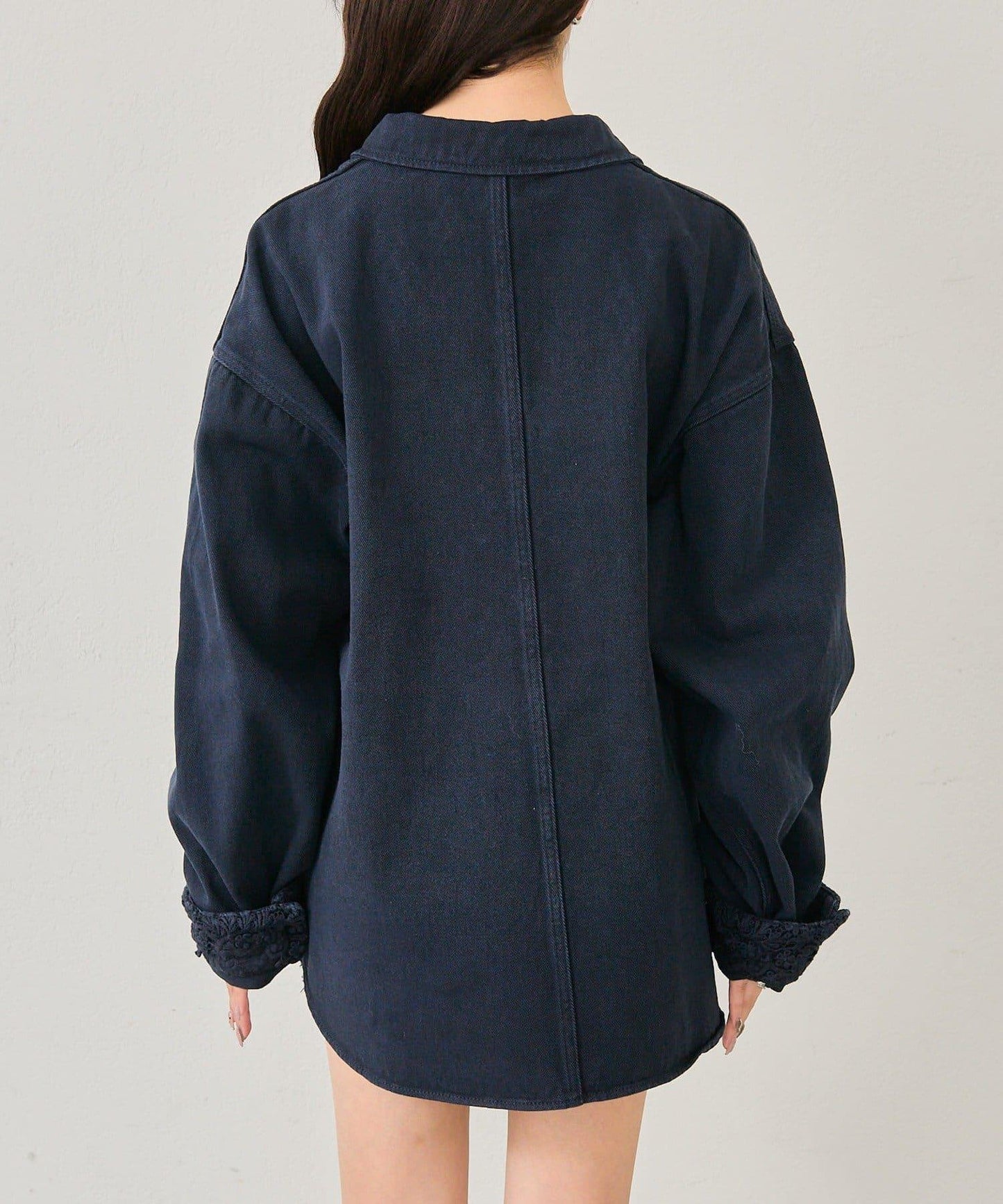 下襬蕾絲斜紋夾克