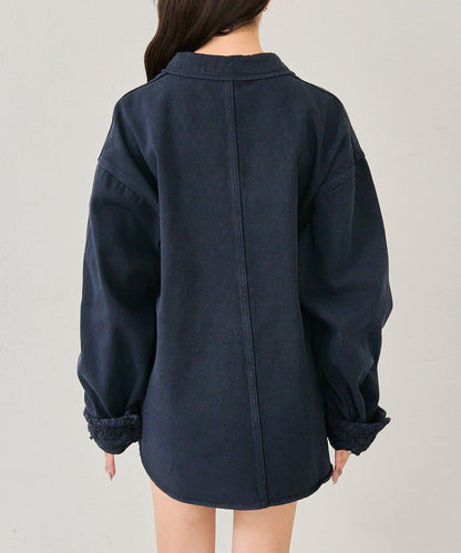 下襬蕾絲斜紋夾克