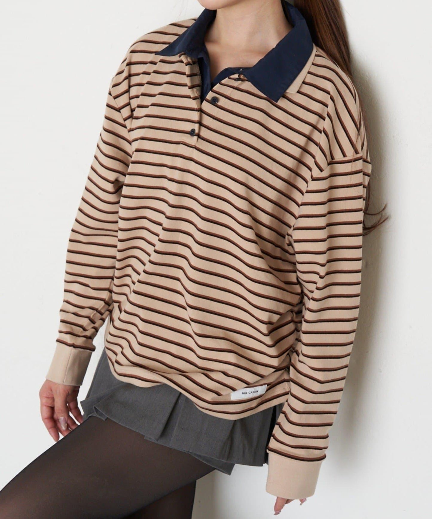 條紋翻領T恤