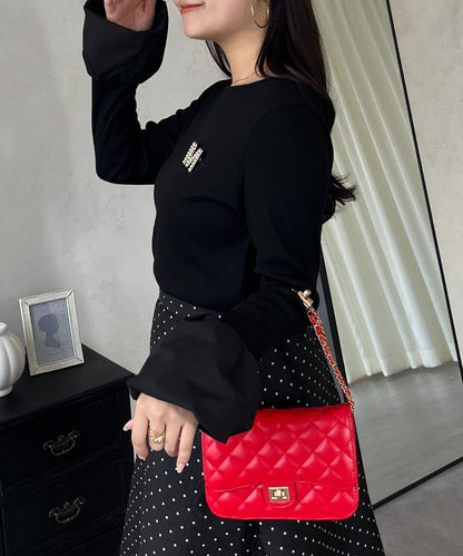 泡泡袖羅紋針織上衣