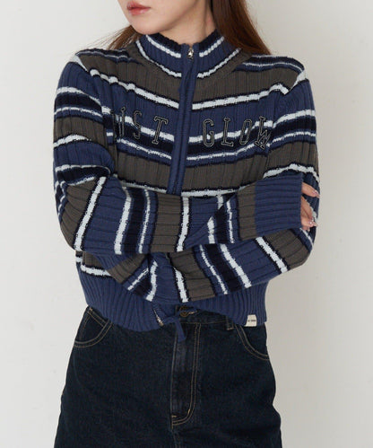 Logo高領拉鍊針織衫