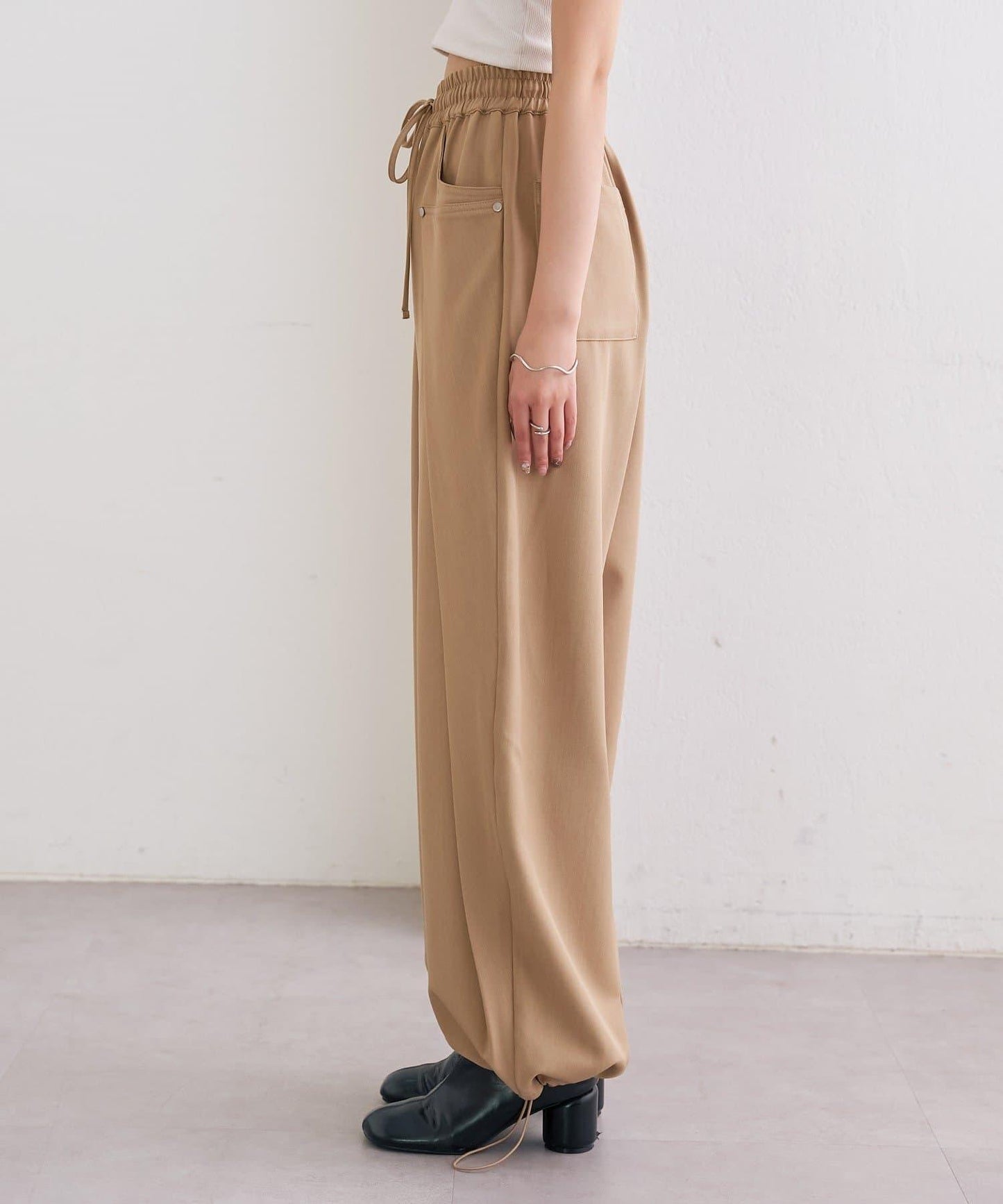 高腰褶皺休閒西裝褲