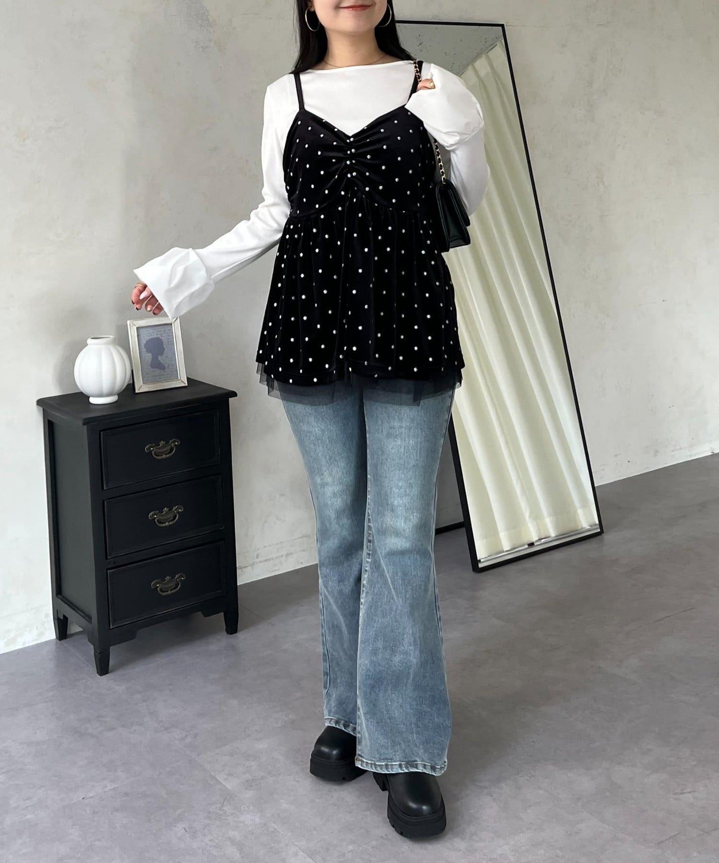 泡泡袖羅紋針織上衣