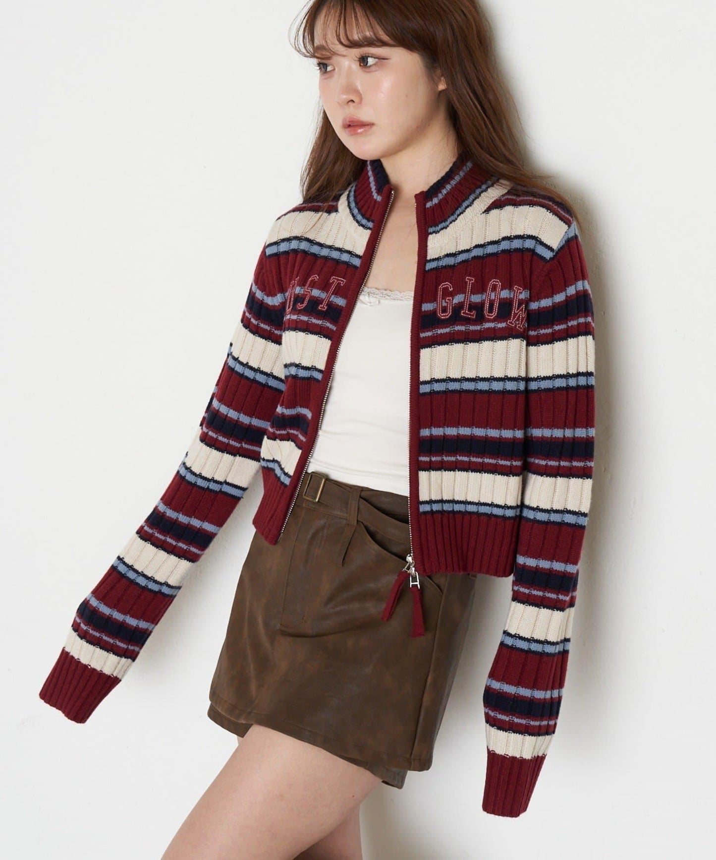 Logo高領拉鍊針織衫