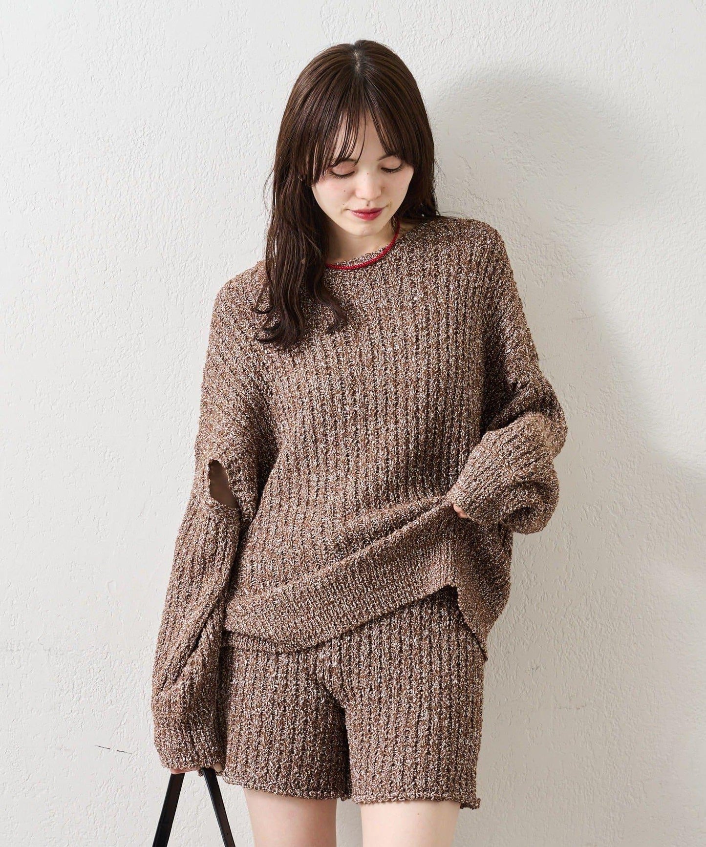 粗花紗針織長褲