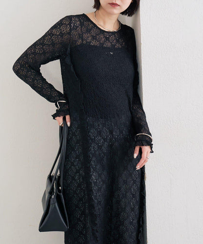 拼接蕾絲連衣裙