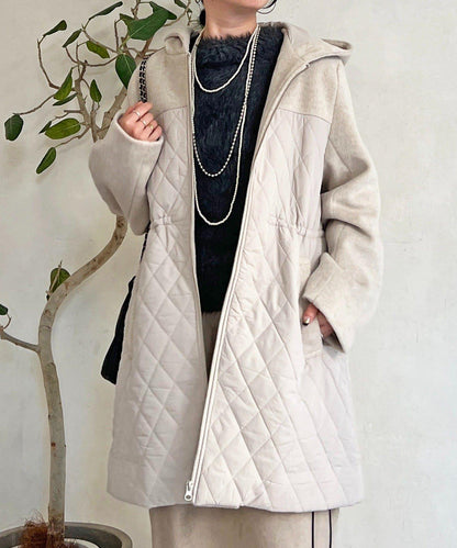 異材質拼接絎縫大衣