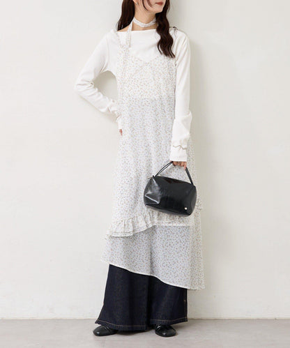 花邊下襬吊帶連衣裙