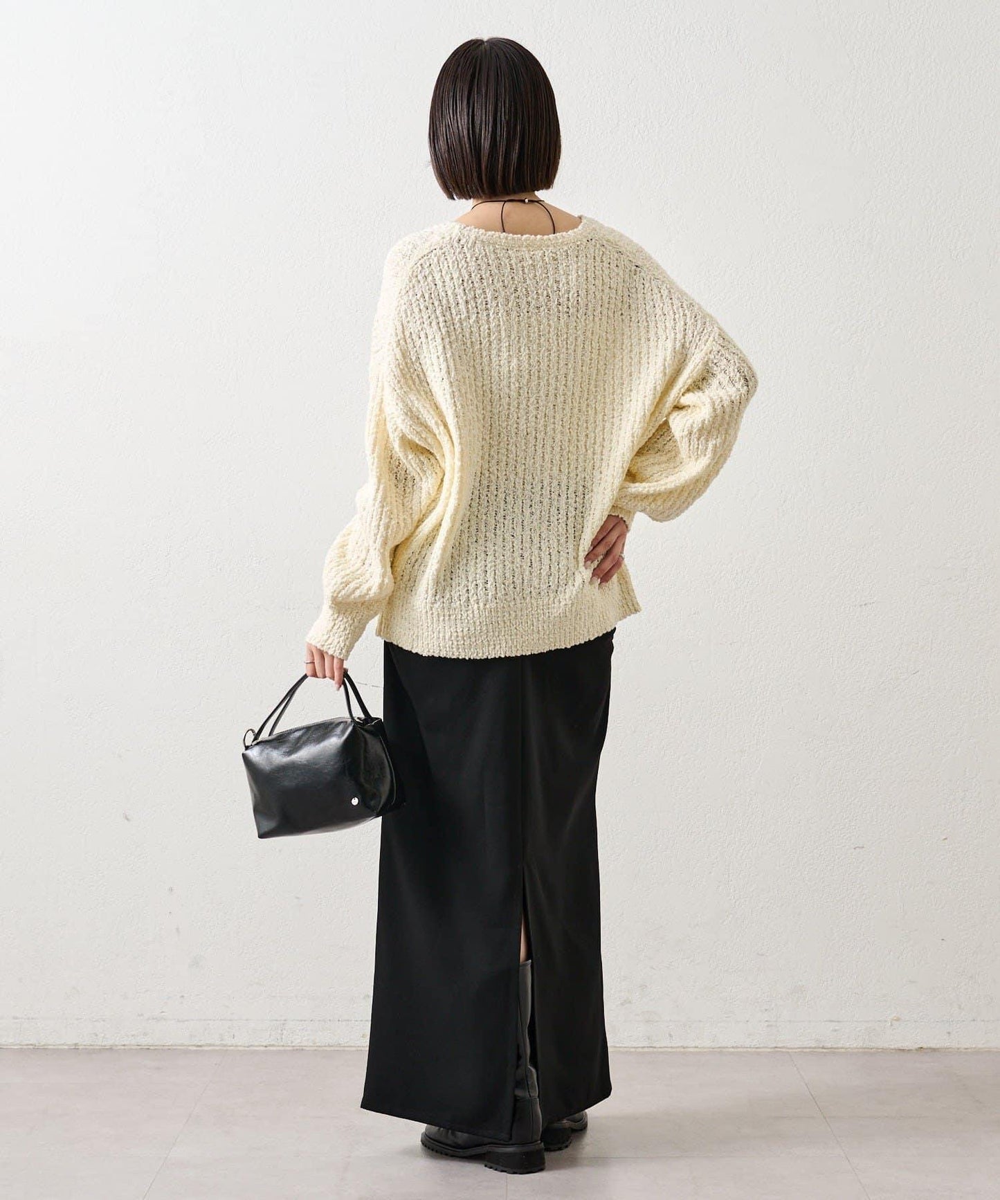 粗花紗開叉針織衫