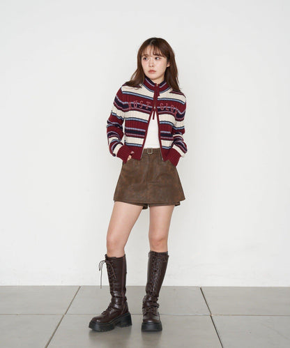 Logo高領拉鍊針織衫