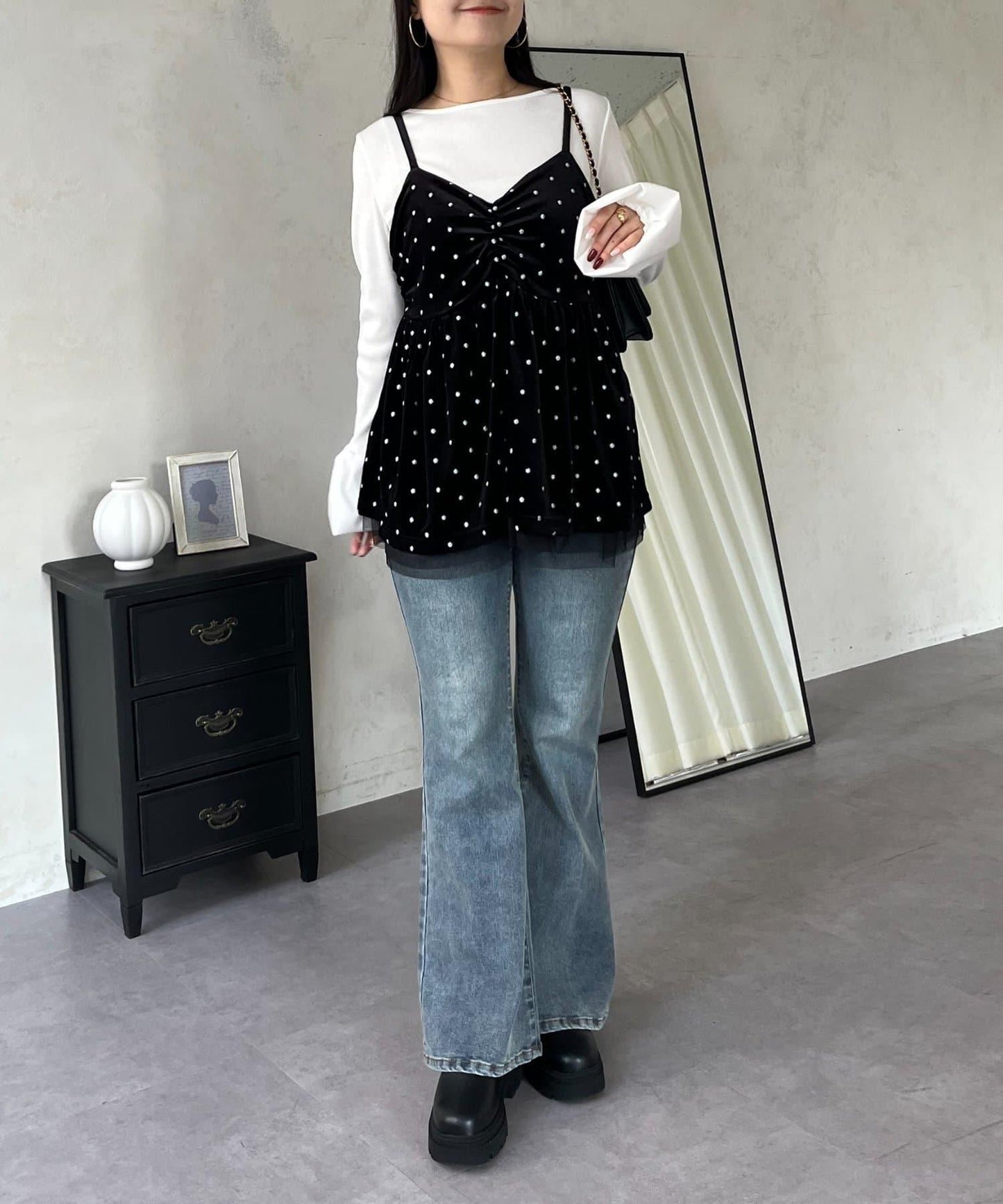 泡泡袖羅紋針織上衣