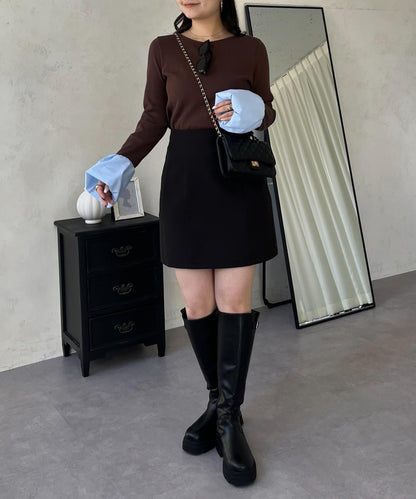 泡泡袖羅紋針織上衣