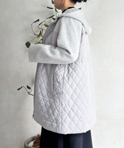 異材質拼接絎縫大衣