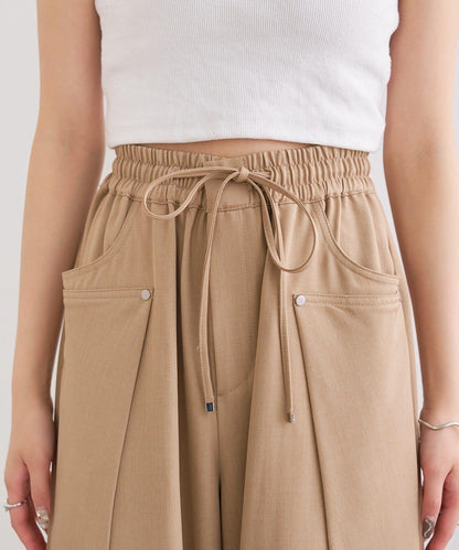 高腰褶皺休閒西裝褲